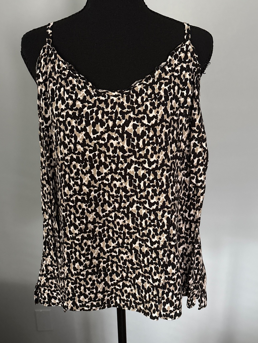 Old Navy Black & Cream Animal Print Spaghetti Strap Cami